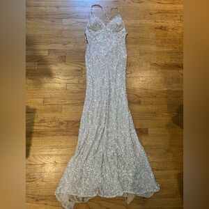 Beaded Scala White Sequin Dress Sz 4 Vintage